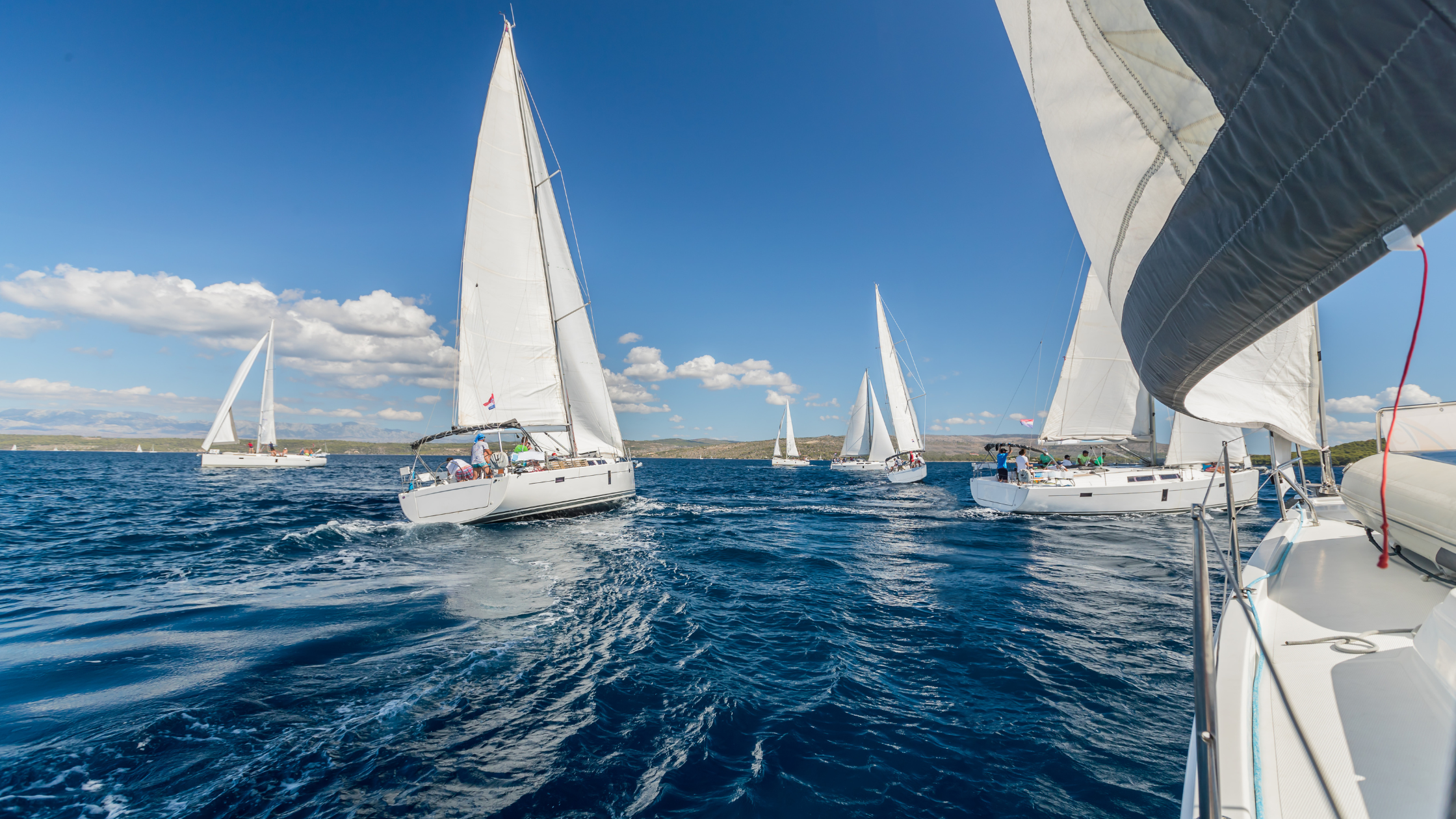 white sailing yachts on a large open water area
