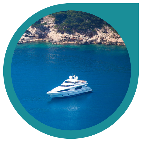 white yacht on still water in the Mediterranean