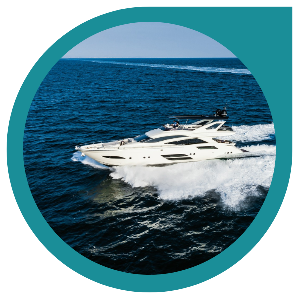 motor boat cruising at speed in open water