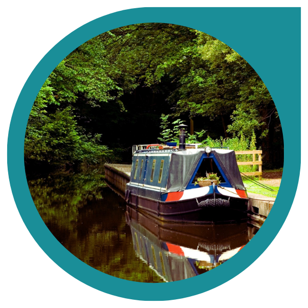 uk narrowboat moored at the side of a canal