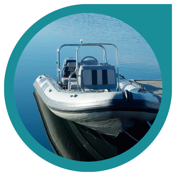 rigid inflatable boat moored
