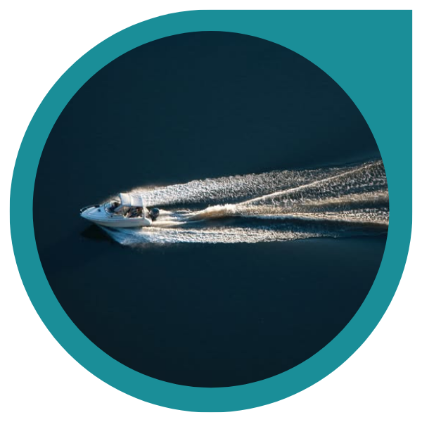 small speedboat moving through open water